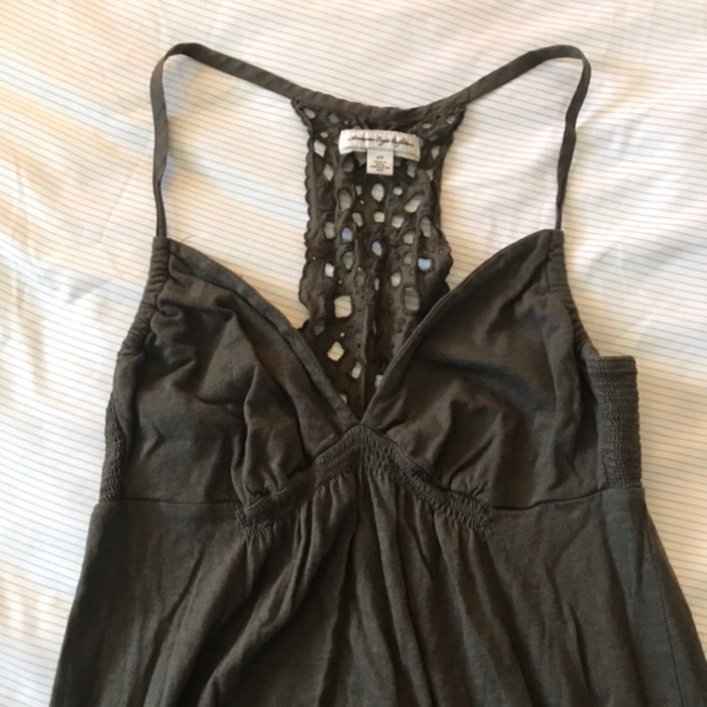 American Eagle olive green eyelet dress, size S